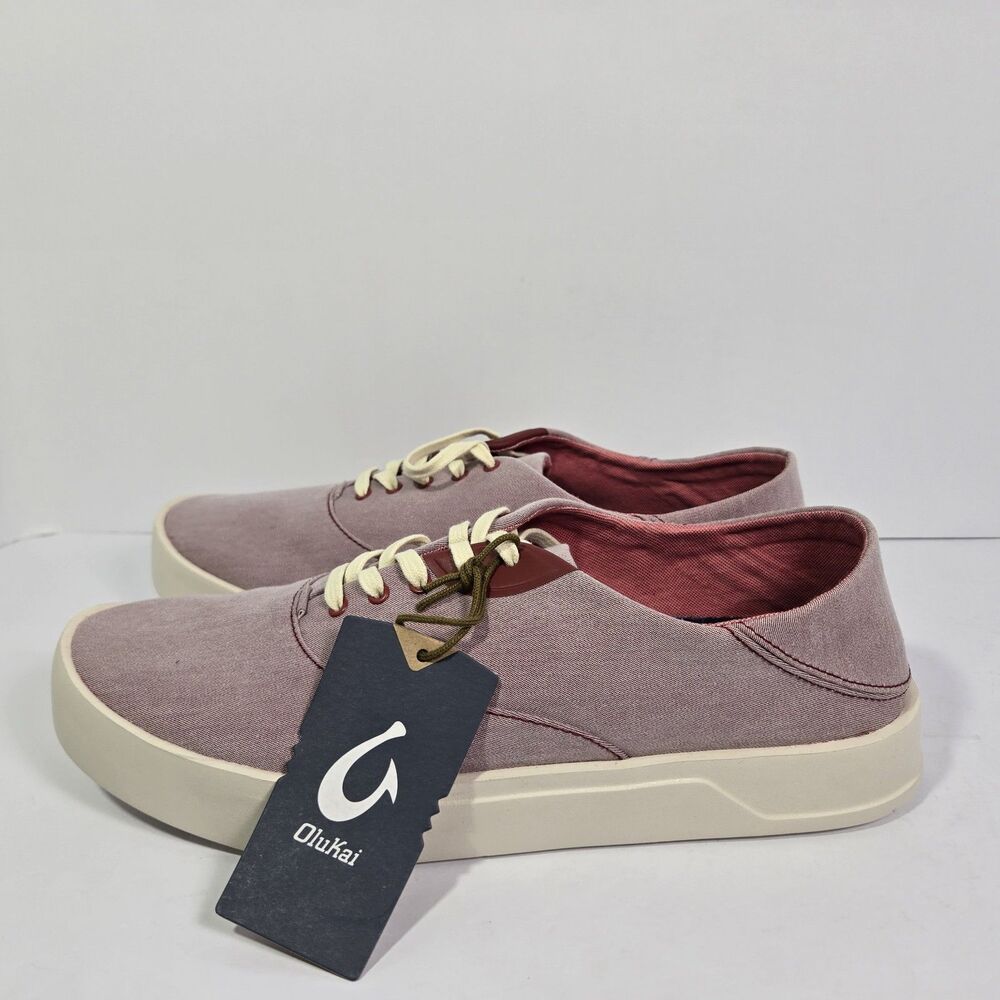 Size 11.5 Olukai Tradewind Shoes Men's Casual‎ Lace Up Boat Beach Shoe Red Lava